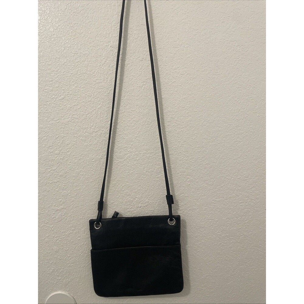 Margot New York Black Pebbled Leather Crossbody Handbag Bag Zipper See